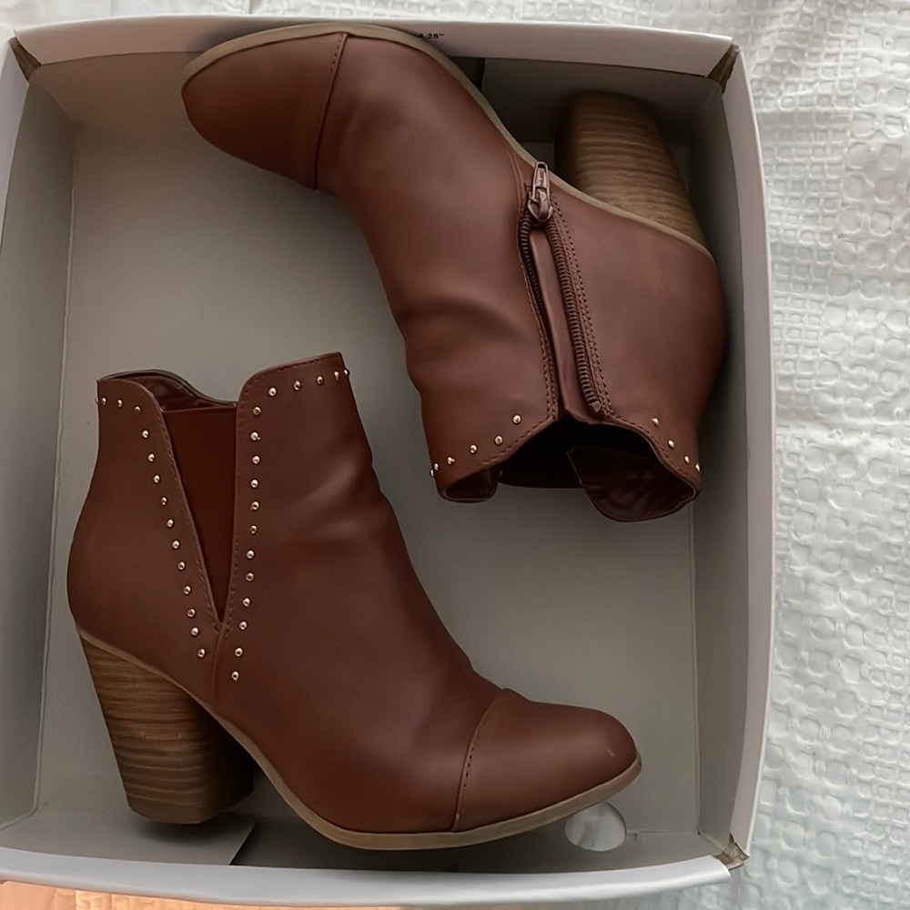 Brown studded boots